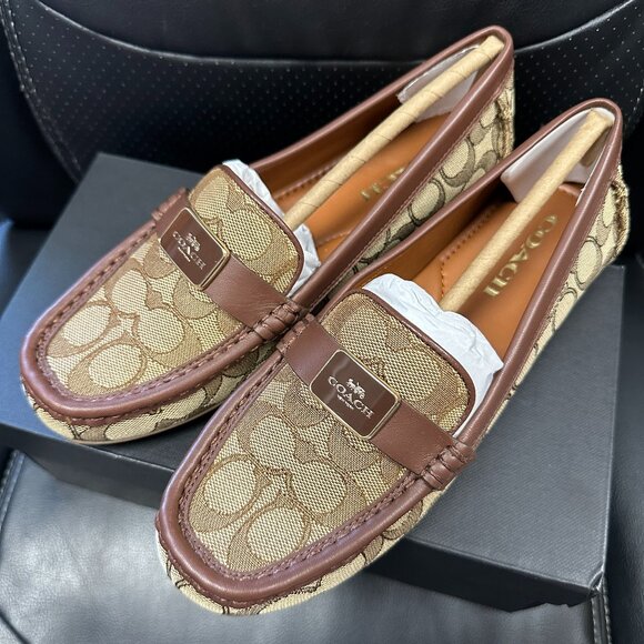 NIB! Coach Women's 8B Mona Driver In Signature Jacquard Saddle/Walnut  CC639 - Picture 1 of 10